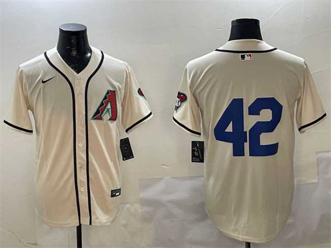 Mens Arizona Diamondbacks #42 Jackie Robinson Cream Limited Stitched Jersey